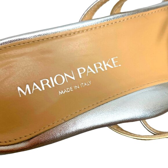 MARION PARKE Ramona Criss Cross Metallic Nappa Leather‎ Sandal  **NEW - Picture 3 of 11
